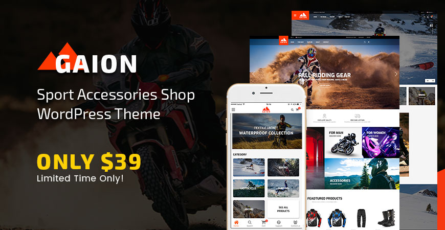 Sport Accessories Shop WordPress WooCommerce Theme - Gaion