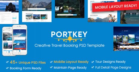 Download Portkey Creative Tour And Travel Psd Template Wpthemego PSD Mockup Templates