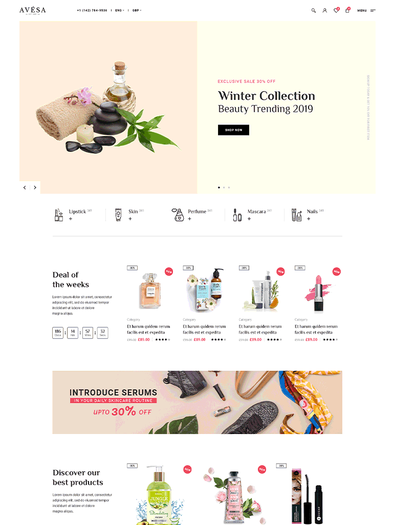 eauty Store WooCommerce WordPress Theme - Avesa