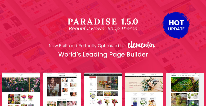 Elementor Ready in Paradise - Flower Shop WooCommerce WordPress Theme