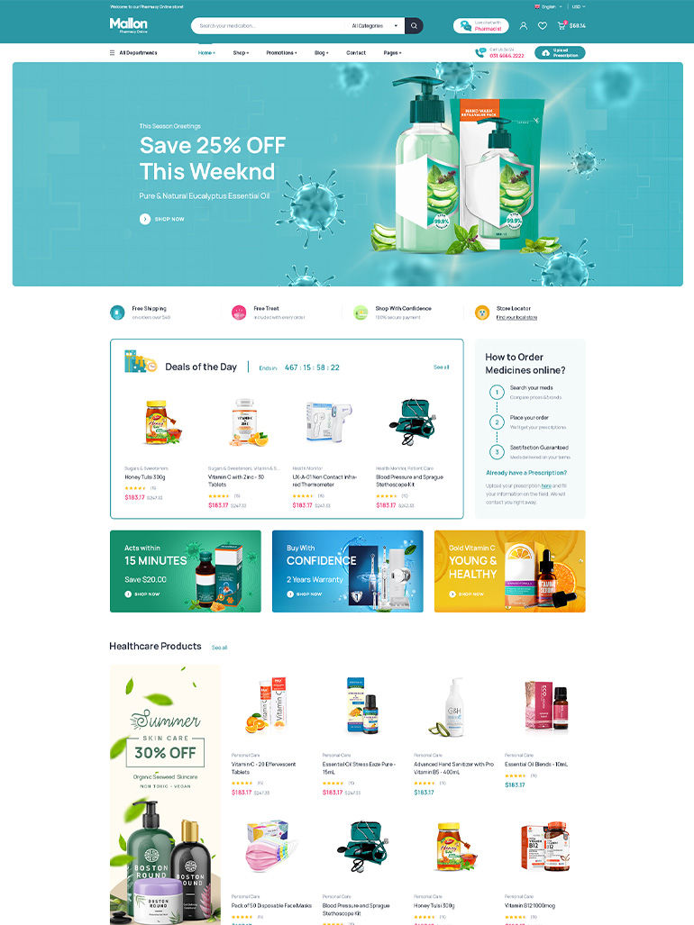 Mallon - Medical Store Elementor WooCommerce WordPress Theme
