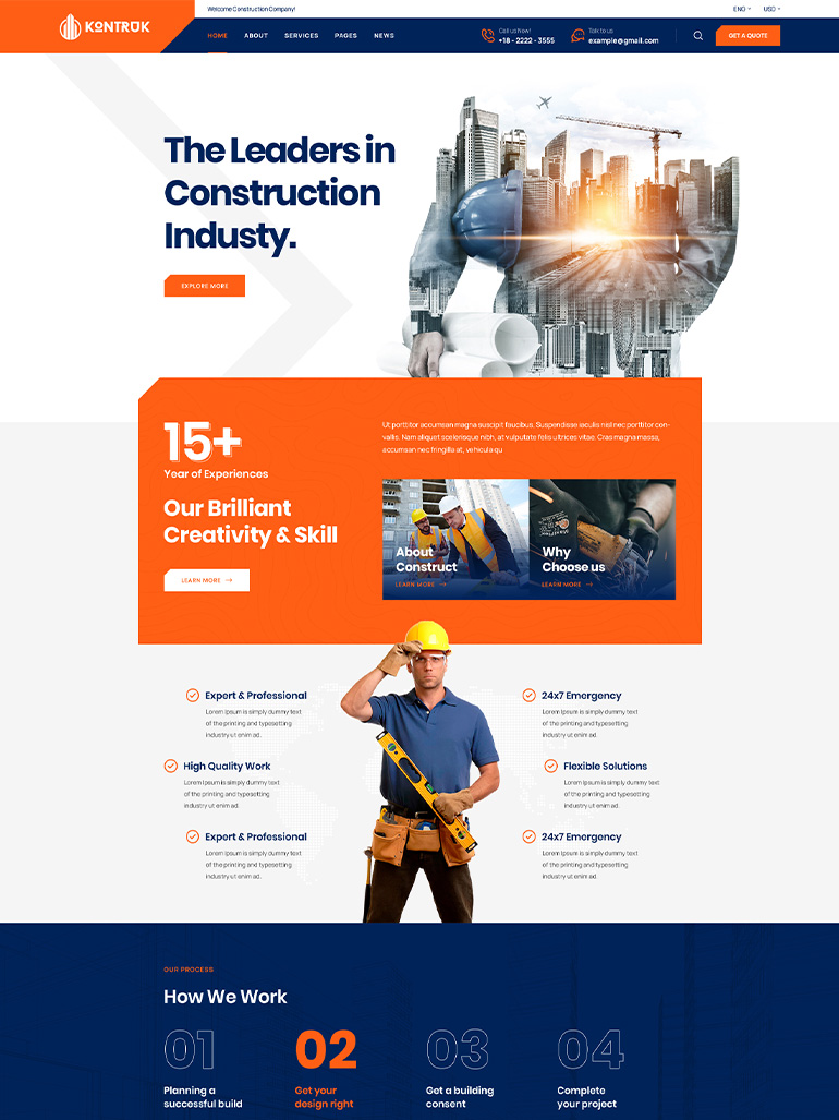  KonTruk - Construction & Building Elementor WordPress Theme