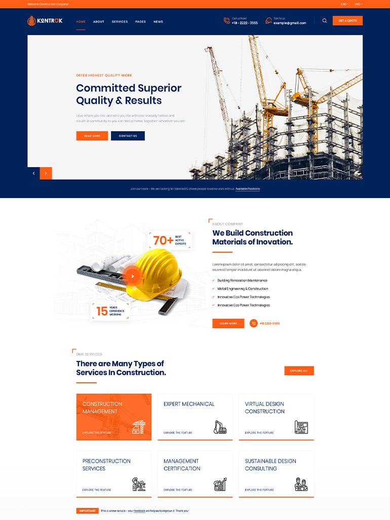  KonTruk - Construction & Building Elementor WordPress Theme