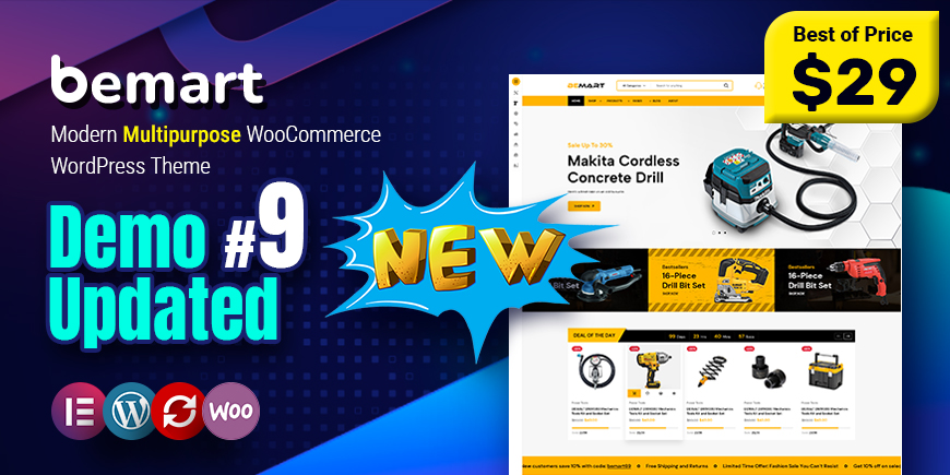Bemart WordPress Theme Introduces Index 09: Tools Store Layout